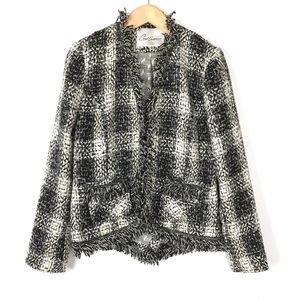 Cabi Carol Anderson tweed fringe cardigan coat